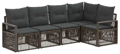 Productafbeelding van vidaXL Tuinset met 5 zitplaatsen, grijs, polyrotan