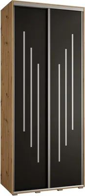 Produktbild von MEBLE KRYSPOL Cannes 8 Schrank mit 2 Schiebetüren - 205,2x100x45 cm - Artisan Schwarz Silber