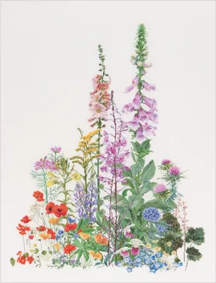 Produktbild von Thea Gouverr Kreuzstich Stickpackung "Amerikanische Wildblumen Aida", Zählmuster, 50x67cm