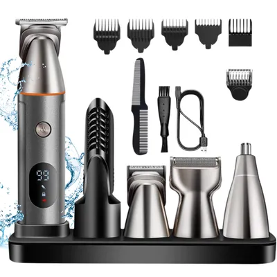 Produktbild von Haarschneider, Barttrimmer, Bartschneider, Herren 5 in 1 Haarschneidemaschine Set 100% wasserdicht,LED-Anzeige, Lange Standbyzeit