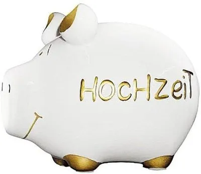 Produktbild von Keramik Sparschwein Schwein mit Stopfen - Für Hochzeit oder Jubiläum