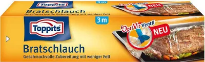 The image shows the packaging of Toppits Bratschlauch (roasting bags).