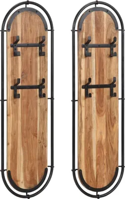 Produktbild von Wandgarderoben mit 4 Haken 2 Stk. Massivholz Akazie