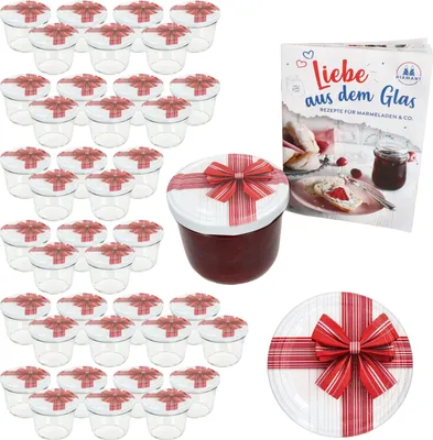 Immagine prodotto di set di 40 tumbler 230ml vaso da conserva TO82 coperchio regalo zucchero diamante ricetta