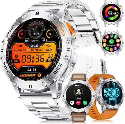 Produktbild von Herren-Smartwatch mit Bluetooth-Anruffunktion, 530 mAh Akku 20 Sportmodi, Herzfrequenzmesser, Schlafüberwachung, IP68 wasserdicht, Schrittzähler