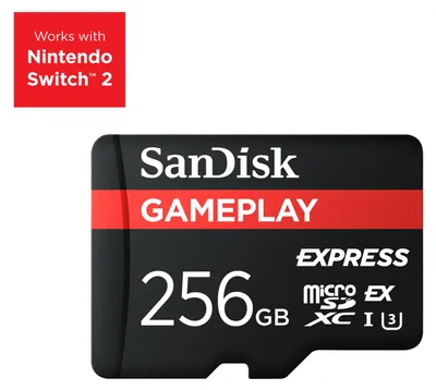 Imagen del producto de SanDisk GamePlay Express microSD, 256 GB, MicroSD, Clase 10, UHS-I, 880 MB/s (lectura), 650 MB/s (escritura)