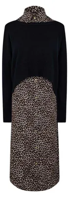 Productafbeelding van Biba - Gebreide jurk voor dames, 2-in-1 model GT42773 (maat 36 DE) (zwart/bruin)