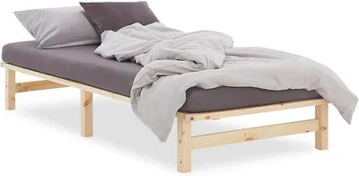 Productafbeelding van Houten palletbed 90 x 200 cm met lattenbodem - Natuurlijk en massief
