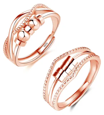 Imagen del producto de Juego de anillos antiestrés de plata de ley 925, ajustables