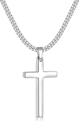 Produktbild von Herren Kreuz Kette Edelstahl Anhänger Silber/Schwarz/Gold 45*25mm+60cm