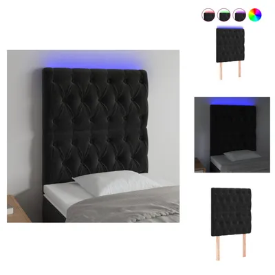 Zdjęcie produktu dla vidaXL Zagłówek LED czarny 80x7x118/128 cm aksamitny - zagłówek i podnóżek