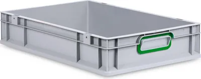 Produktbild von Eurobox NextGen Color | HxBxT 12x40x60cm | 23 Liter | Griffe grün geschlossen | Glatter Boden | Grau | Eurobehälter, Transportbox, Transportbehälter, Stapelbehälter