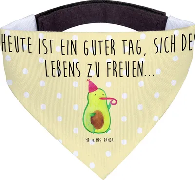 Produktbild von Mr. & Mrs. Panda Halstuch Für Hunde Avocado Feier - Gelb Pastell - Geschenk, Party, Hund, Hundetuch, Gute Laune, Schal, Tröte, Bandana, Geburtstag, Hals Tuch