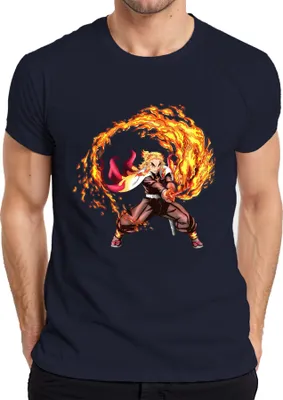 Produktbild von Rengoku Flammen Hashira Anime Kampf Samurai Geschenk Herren T-Shirt, Navy, L