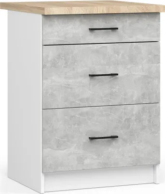 Obrázek produktu pro Kuchyňská skříňka se šuplíky 60 cm VERMINA - bílá / beton