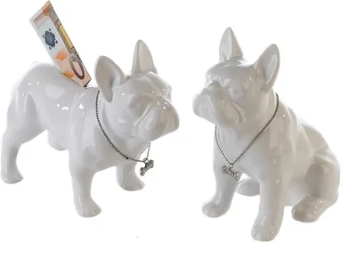 Obrázok produktu pre Gilde pokladnička Bulli, sada 2 kusov, buldog, pokladnička, prasiatko, pes, porcelán, biela, 96369