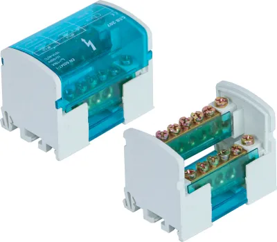 Produktbild von Verbindungsklemme 2x7 Verteilerblock 2-reihig Schraubklemme für Hutschiene TH35