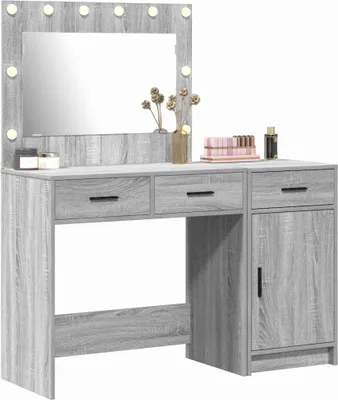 Immagine prodotto di vidaXL Comò da trucco, 2 pezzi, grigio, 40 x 41 x 75 cm, materiale composito di legno
