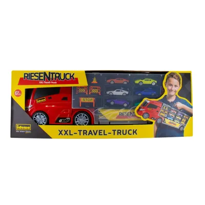 Produktbild von Idena Riesentruck 49cm mit 6 PKW Modellen Metall