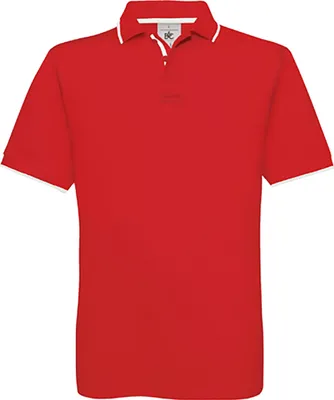 Produktbild von B&C Herren Poloshirt kurzarm Polo Shirt Polohemd T-Shirt Kontrast, Größe:2XL, Farbe:Red/White
