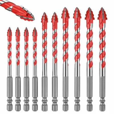 Produktbild von 10-teiliges Exzentbohrer-Set - Vierschneidige Hartmetallbohrer für Verschiedene Materialien