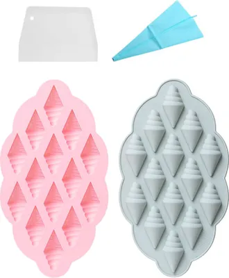 Produktbild von 2 Stück Mini-Eistüten-Cake-Pop-Fondantformen, Eiscreme-Silikonform Für Kuchendekoration, Kandis, Zucker, Schokolade, Cupcake-Topper, Polymer-Ton-Bastelarbeiten