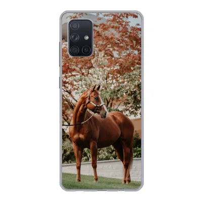 Produktbild von MuchoWow® Handyhülle Schutzhülle Hülle für Samsung Galaxy A51 Pferd - Baum - Halfter Silikon Softcase Handy Hülle - Schutzabdeckung