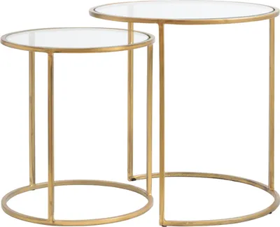 Produktbild von Light & Living Beistelltischset DUARTE Glas mit Goldtönung – Ø40x45+Ø50x52 cm