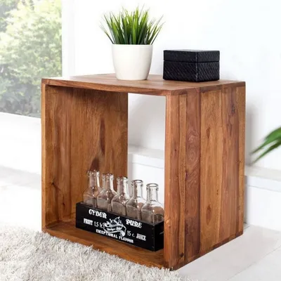 Produktbild von cagü: Design Beistelltisch [AGRA] Sheesham massiv Holz 45cm x 35cm