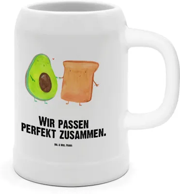 Produktbild von Mr. & Mrs. Panda Seidel Avocado Toast - Weiß - Geschenk, Steinkrug, Bier, Krug, Hochzeit, Freundin, Humpen, Hochzeitsgeschenk, Liebe