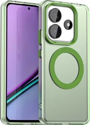 Image de Étui MagSafe pour Xiaomi Redmi Note 14 5G - Coque arrière Phonesta HardFrost Semi-Transparent - Vert mat