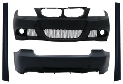 Image de Kit carrosserie pour BMW Série 3 E90 LCI Berline 2008-2011 : pare-chocs et jupes latérales au design M-Technik.