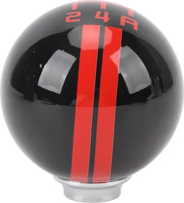 Image de pommeau de levier de vitesse 5 vitesses, rond, boule, manuel, avec 3 adaptateurs pour Mustang 1967-2018, Noir, Rouge