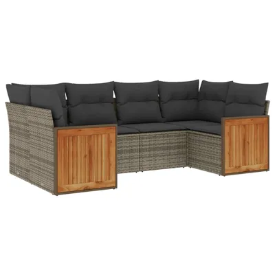 Produktbild von vidaXL 6-tlg. Garten-Sofagarnitur mit Kissen Grau Poly Rattan