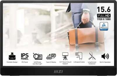 Zdjęcie produktu dla MSI PRO MP161 E2U, 39,6 cm (15.6"), LED, 1920 x 1080 px, Full HD, 16:9, 4 ms