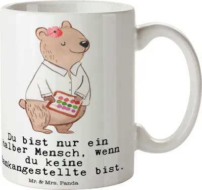 Produktbild von Mr. & Mrs. Panda Kaffeetasse Bankangestellte Herz - Weiß - Geschenk, Bänkerin, Tasse, Spruch, Becher, Lustig, Beruf, Witzig, Keramiktasse, Kaffeebecher, schöne