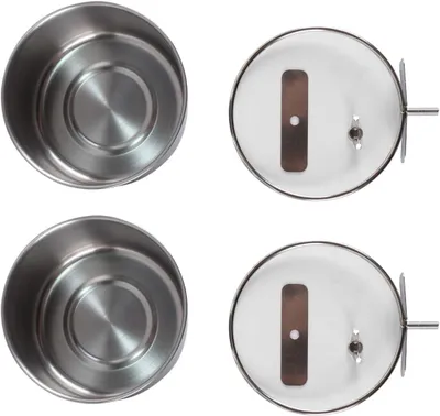 Productafbeelding van RVS-voederbak voor vogels en hamsters, 10,4 x 4,5 cm, roestvrij, geschikt voor kleine huisdieren