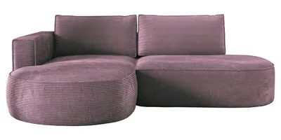 Produktbild von Ecksofa mit Schlaffunktion PIANO, Cord Sofa 180x267 cm, Schlafsofa L-Form, Couch mit Bettkasten, Polsterecke, Wohnlandschaft - Rosa PS130 Links