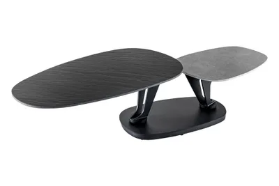 Produktbild von riess-ambiente Design Couchtisch MOVEMENT rund drehbar schwarz / grau Keramik schwarzes Metallgestell
