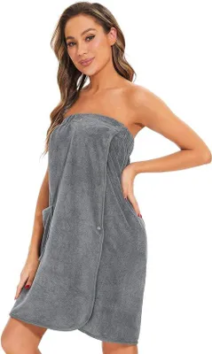 Produktbild von Saunatuch, Bademantel für Damen, Saunatuch, Saunakilts mit Knöpfen, Tasche und elastischem Bund