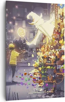 Produktbild von Bild auf Leinwand - Leinwandbild - Einteilig - Fantasie Märchen - 80x120cm - Wand Bild - Wanddeko - Wandbilder - Leinwanddruck - Wanddekoration - Leinwand bilder - Wandbild - PA80x120-3901