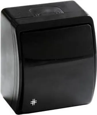 Image de Interrupteur croisé protégé contre les projections d'eau, noir, IP44 KOALA 154-05 ViPlast