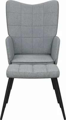 Produktbild von vidaXL Relaxsessel mit Hocker Hellgrau Stoff