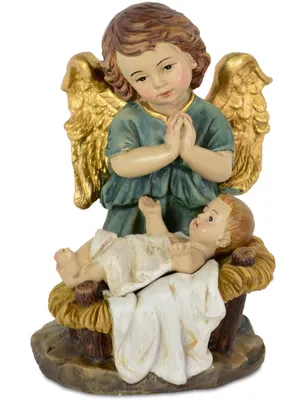 Produktbild von Schutzengel mit Jesuskind 10 cm Blau | 27616 Krippenfigur Weihnachtsdekoration