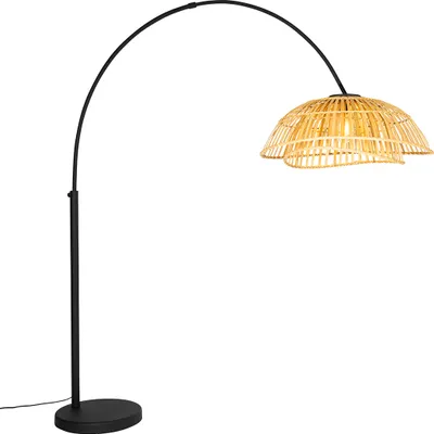 Produktbild von Orientalische Bogenlampe Schwarz mit Natürlichem Bambus Pua