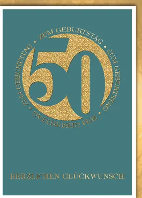 Produktbild von A - 50. Geburtstag - Glückwunschkarte im Format 11,5 x 17 cm mit