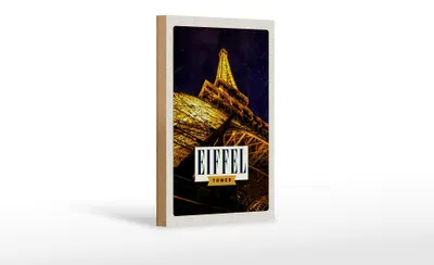 Produktbild von Holzschild Reise 12x18 cm Retro Eiffel Tower Eiffelturm Paris