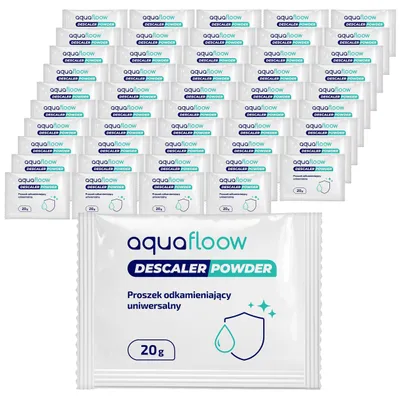 Zdjęcie produktu dla AquaFloow Uniwersalny proszek do odkamieniania w torebkach 50 x 20 g – do ekspresów do kawy, czajników, pralek i żelazek