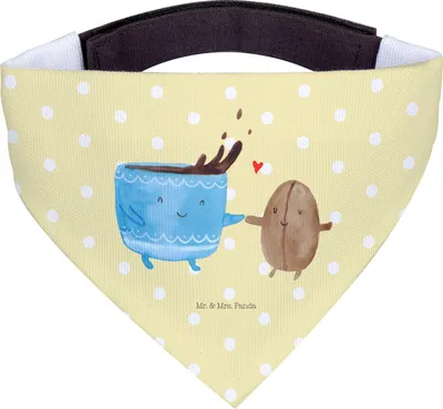 Produktbild von Mr. & Mrs. Panda Bandana Kaffee Bohne - Gelb Pastell - Geschenk, Kaffeebohne, Hunde Hals Tuch, Glück, Dreieckstuch, Halstuch, Lustige Sprüche, Zufriedenheit, Genuss, Für