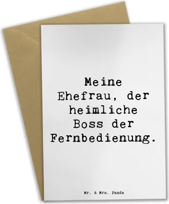Produktbild von Mr. & Mrs. Panda babykarte Spruch Ehefrau Boss - Weiß - Geschenk, Ehe, hochzeitskarten, weihnachtskarten, einladungskarten, Liebe, Grußkarte, osterkarte, Humor, für
